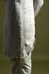 Shop_PAARSH_Grey Cotton, Linen, Satin Amaryllis Vine Triple Layered Kurta With Trouser _Online_at_Aza_Fashions