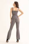 Shop_Torqadorn_Grey Poly Embellished Rhinestone Bell Bottom Pant  _at_Aza_Fashions