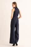 Shop_TORQADORN_Blue Suiting Pin Stripe Halter Neck Waistcoat  _at_Aza_Fashions