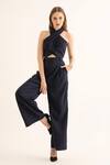 Buy_TORQADORN_Blue Suiting Pin Stripe Halter Neck Waistcoat  _Online_at_Aza_Fashions