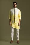 Buy_Paarsh_Cream Bamberg Silk Embroidered Frenchknot Shaded Nehru Jacket Set _at_Aza_Fashions