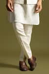 Paarsh_Grey Linen Satin Embroidered Cutdana Nehru Jacket Set _Online_at_Aza_Fashions