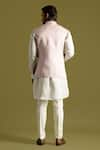 Shop_Paarsh_Pink Linen Satin Embroidered Leather Cord Nehru Jacket Set _at_Aza_Fashions