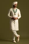 Buy PAARSH Cream Bamboo, Cotton Embroidery Tonal Sherwani Set at Aza Fashions Buy_PAARSH_Cream Bamboo, Cotton Embroidery Tonal Sherwani Set _at_Aza_Fashions
