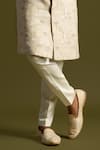 PAARSH Cream Bamboo, Cotton Embroidery Tonal Sherwani Set Online at Aza Fashions PAARSH_Cream Bamboo, Cotton Embroidery Tonal Sherwani Set _Online_at_Aza_Fashions
