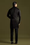 Shop_PAARSH_Black Cotton, Linen, Satin Waffle Smock Kurta With Trouser _at_Aza_Fashions