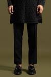 PAARSH_Black Cotton, Linen, Satin Waffle Smock Kurta With Trouser _at_Aza_Fashions