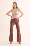 Buy_TORQADORN_Red Poly Leather Blend Plain Solid Flared Pant  