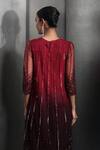 Shop_Rohit Gandhi + Rahul Khanna_Red Tulle Embroidered Sequin Round Gradient High-low Kurta With Pant _at_Aza_Fashions