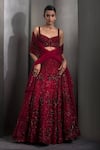 Buy_Rohit Gandhi + Rahul Khanna_Grey Tulle Embroidered Sequin Sweetheart Floral Lehenga Set _at_Aza_Fashions