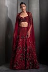 Rohit Gandhi + Rahul Khanna_Grey Tulle Embroidered Sequin Sweetheart Floral Lehenga Set  _Online_at_Aza_Fashions