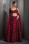 Rohit Gandhi + Rahul Khanna_Grey Tulle Embroidered Sequin Sweetheart Floral Lehenga Set  _at_Aza_Fashions