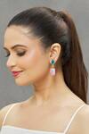 Minaki_Pink Crystals, Stones Crackled Embellished Dangler Earrings _at_Aza_Fashions