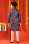 Shop_Kora By Nilesh Mitesh_Purple Silk Print Floral Kurta With Churidar _at_Aza_Fashions