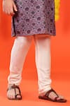 Shop_Kora By Nilesh Mitesh_Purple Silk Print Floral Kurta With Churidar _Online_at_Aza_Fashions