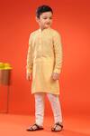 Shop_Kora By Nilesh Mitesh_Yellow Cotton Plain Kurta With Pant _Online_at_Aza_Fashions