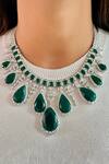 Buy_Prerto_Emerald Green Embellished Drop Necklace _at_Aza_Fashions