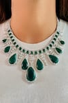 Buy_Prerto_Emerald Green Embellished Drop Necklace Set_at_Aza_Fashions