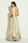 Vandana Sethi_Ivory Silk Crystals, Zari Halter Neck Mirror Embroidered Blouse Sharara Set _Online_at_Aza_Fashions