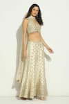 Buy_Vandana Sethi_Ivory Silk Crystals, Zari Halter Neck Mirror Embroidered Blouse Sharara Set _Online_at_Aza_Fashions