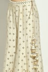 Shop_Vandana Sethi_Ivory Silk Crystals, Zari Halter Neck Mirror Embroidered Blouse Sharara Set _at_Aza_Fashions