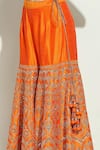 Buy_Vandana Sethi_Orange Dupion Silk Embroidery Mirror Halter Neck Work Kurta Gharara Set 