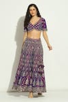 Shop_Vandana Sethi_Purple Dupion Silk Embroidery Mirror V Neck Work Blouse Sharara Set _Online_at_Aza_Fashions