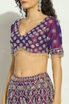 Shop_Vandana Sethi_Purple Dupion Silk Embroidery Mirror V Neck Work Blouse Sharara Set _at_Aza_Fashions