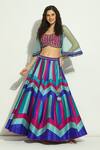 Buy Vandana Sethi Blue Silk, Chiffon Beads Chevron Patchwork Embroidered Lehenga Set With Shrug Online at Aza Fashions Buy_Vandana Sethi_Blue Silk, Chiffon Beads Chevron Patchwork Embroidered Lehenga Set With Shrug _Online_at_Aza_Fashions
