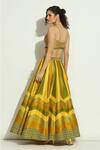Vandana Sethi_Yellow Silk Crystals, Tassels, Mirrors Chevron Pattern Lehenga Set With Shrug _Online_at_Aza_Fashions