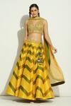 Buy_Vandana Sethi_Multi Color Silk Crystals, Mirrors Multicolor Chevron Embroidered Lehenga Set _at_Aza_Fashions