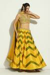 Buy_Vandana Sethi_Multi Color Silk Crystals, Mirrors Multicolor Chevron Embroidered Lehenga Set _Online_at_Aza_Fashions