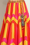 Buy_Vandana Sethi_Multi Color Silk, Chiffon Mirrors, Crystals Chevron Patchwork Lehenga Set 