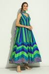 Buy_Vandana Sethi_Multi Color Silk Mirrors, Chevron Stripe Pattern Anarkali With Dupatta _Online_at_Aza_Fashions