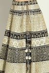 Buy_Vandana Sethi_Black Dupion Silk Embroidery Mirror Leaf Neck Work Lehenga Set 