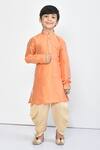 Buy_Samyukta Singhania_Peach Silk Embroidery Pastel Straight Kurta And Dhoti Pant Set _at_Aza_Fashions