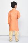 Shop_Samyukta Singhania_Peach Silk Embroidery Pastel Straight Kurta And Dhoti Pant Set _at_Aza_Fashions