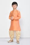 Shop_Samyukta Singhania_Peach Silk Embroidery Pastel Straight Kurta And Dhoti Pant Set _Online_at_Aza_Fashions
