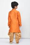 Shop_Petite Pomme_Orange Silk Embroidery Thread Collar Kurta Dhoti Pant Set_at_Aza_Fashions