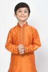 Buy_Petite Pomme_Orange Silk Embroidery Thread Collar Kurta Dhoti Pant Set_Online_at_Aza_Fashions