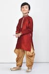 Shop_Petite Pomme_Maroon Silk Embroidered Kurta And Dhoti Pant Set _Online_at_Aza_Fashions