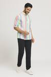 Aryavir Malhotra_Multi Color Cotton Stripe Pattern Shirt_Online_at_Aza_Fashions