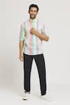 Buy_Aryavir Malhotra_Multi Color Cotton Stripe Pattern Shirt_Online_at_Aza_Fashions
