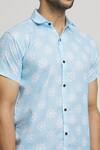 Shop_Aryavir Malhotra_Blue Cotton Wheel Print Shirt_Online_at_Aza_Fashions
