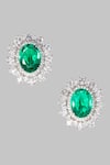 Buy_Nayaab By Sonia_Silver Plated Stones, Foil Leafy Lustre And Faux Diamond Encrusted Earrings _Online_at_Aza_Fashions