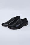 Buy_Arihant Rai Sinha_Black Leather Slip On Brogue Shoes _at_Aza_Fashions