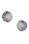 Buy_Nayaab By Sonia_Silver Plated Stones Forest Mossy Encrusted Earrings _at_Aza_Fashions