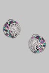 Shop_Nayaab By Sonia_Silver Plated Stones Forest Mossy Encrusted Earrings _Online_at_Aza_Fashions