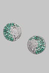 Shop_Nayaab By Sonia_Silver Plated Stones, Diamonds Forest Glow Encrusted Studs _Online_at_Aza_Fashions