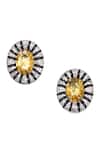 Buy_Nayaab By Sonia_Silver Plated Stones Citrine Aura Encrusted Studs _at_Aza_Fashions